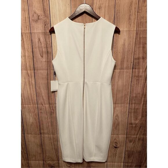 Calvin Klein size 10 NWT White Sleeveless Round Neck Back Zip Sheath Dress - Picture 7 of 13